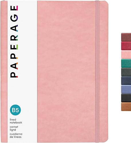 Miniatura 15 de PAPERAGE Cuaderno de tapa blanda con rayas (coñac), 176 páginas, cuaderno grande B5 con rayas universitarias, 7.5 x 9.8 pulgadas, papel premium de