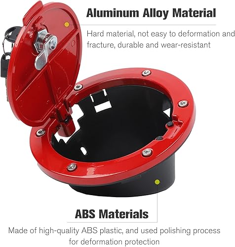 Miniatura 3 de JeCar Llenadora de combustible para puerta con cierre de gasolina, accesorios exteriores para Jeep Wrangler 2007-2018 JK y Unlimited (rojo)