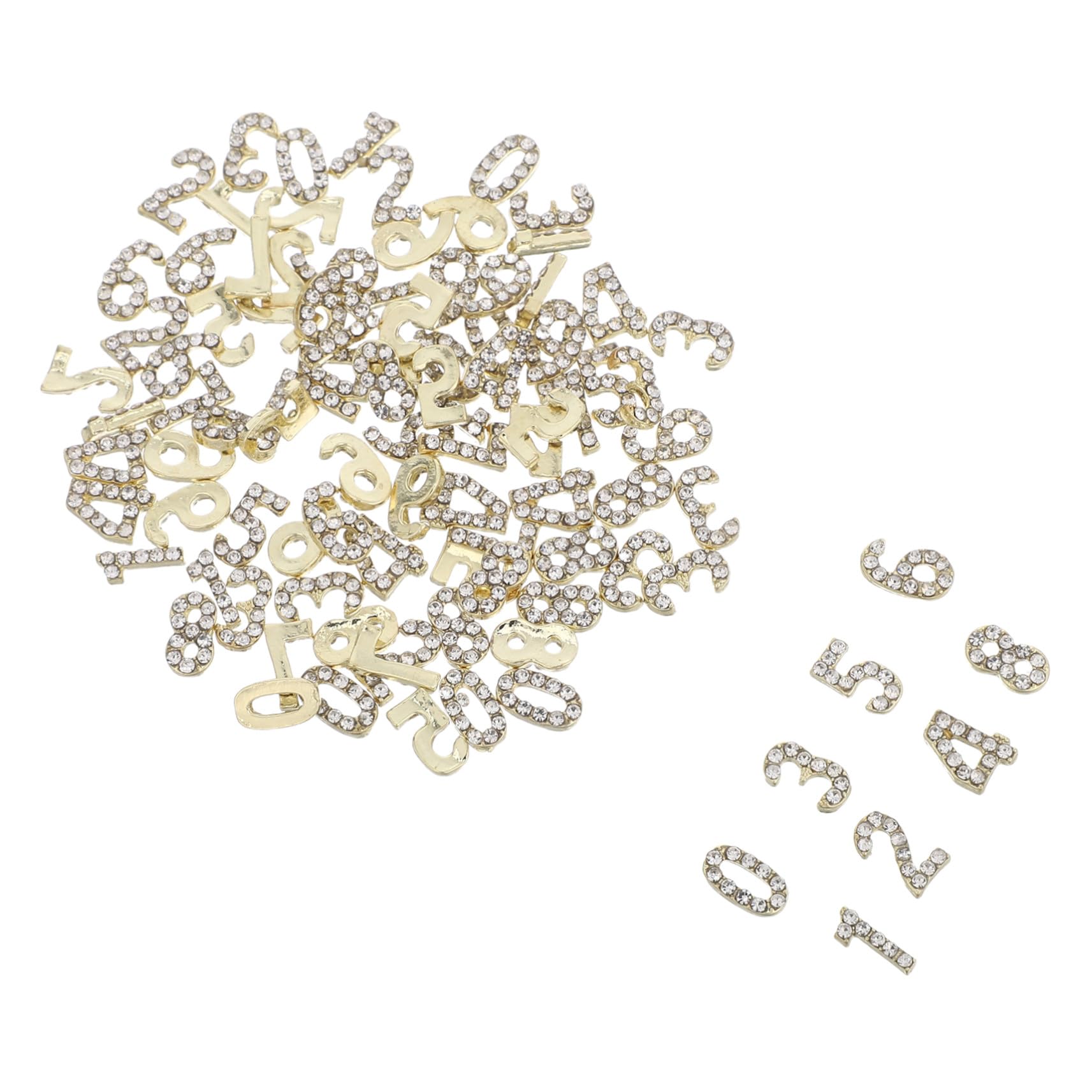 Ipetboom 100 Pezzi Rhinestone Number Nail Charms Flatback Iron Base Nail Art Decorations Piccoli Accessori Brillanti per Manicure Creativa ed Elegante per Eventi e Feste