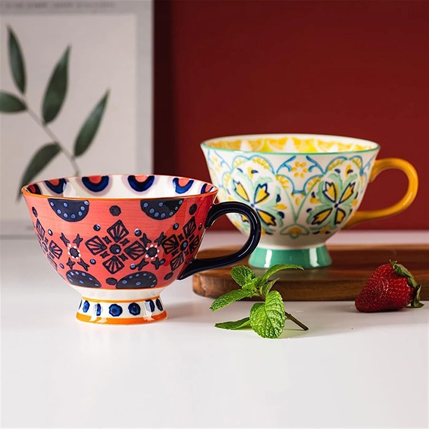 Tazas de Moka Taza para Beber Tazas Taza De Cerámica De Gran Capacidad Para Beber Patrón Personalizado Taza De Café Desayuno En Casa Taza De Leche Tazas de Desayuno (Color : C, Size : 500ml)