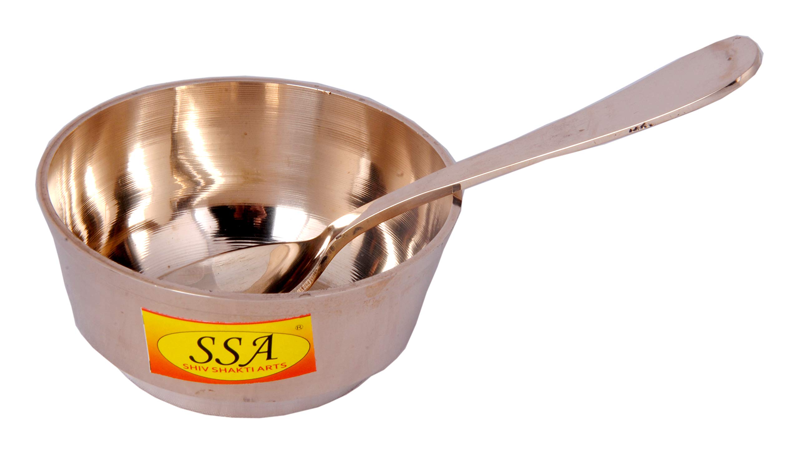 SHIV SHAKTI ARTS® Pure Bronze Kansa Bowl Katori with Spoon for Serving Food, Tableware(Kansi, Luxury Design Vol - 150 ML) - 1 Piece