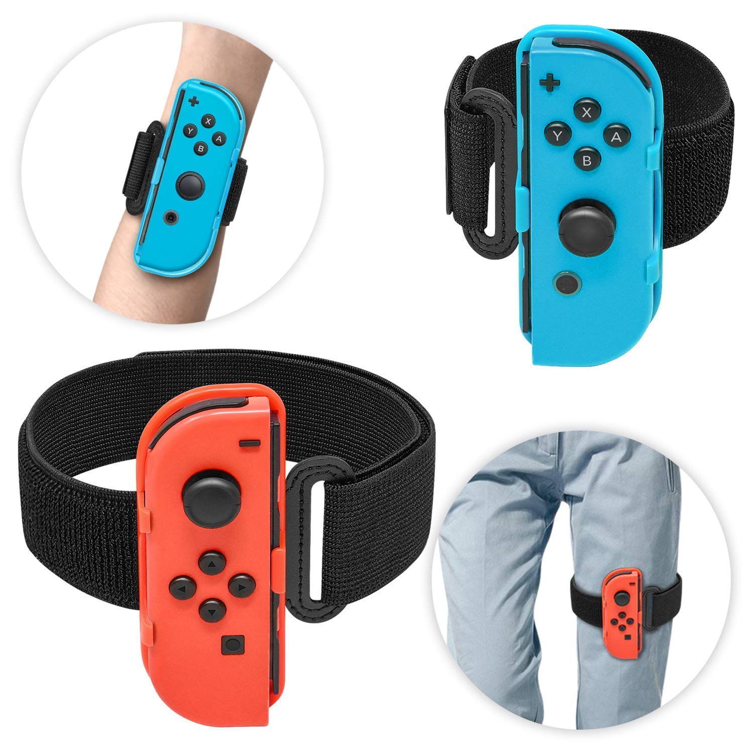Leg Strap for Ring Fit Adventure and Wrist Band for Just Dance 2019, Adjustable Elastic Sport Movement Leg Fixing Strap and Wrist Dance Band for Nintendo Switch Games- 2 Pack