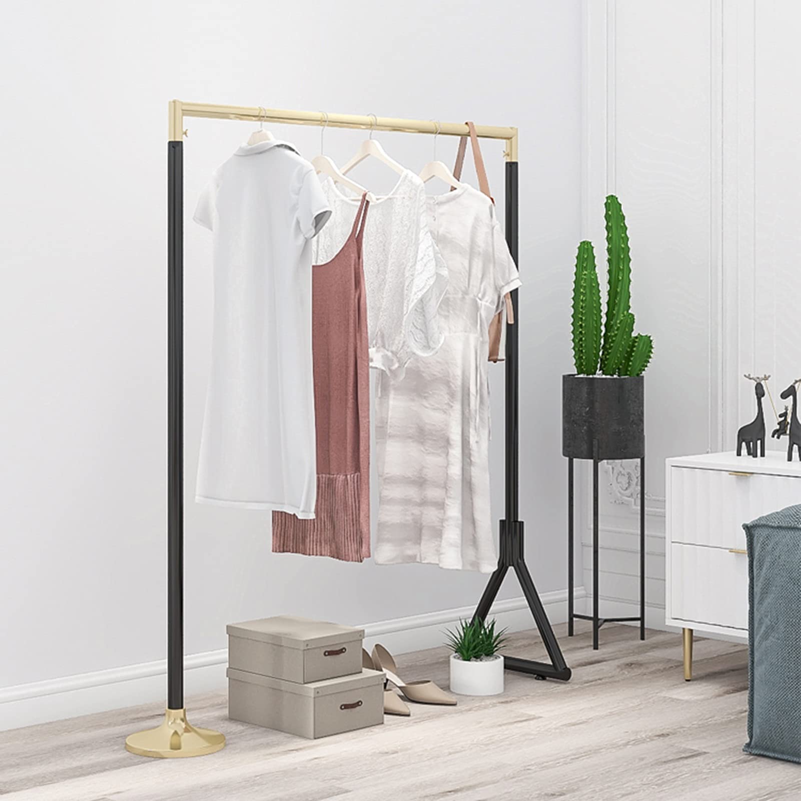 Nordischer Kleiderständer, moderner Boutique-Präsentationsständer, Einzelstangen-Kleiderständer aus Metall mit großer Kapazität, mehrfach verwendbarer Hängeständer für Zuhause und Einzelhandel (Colo
