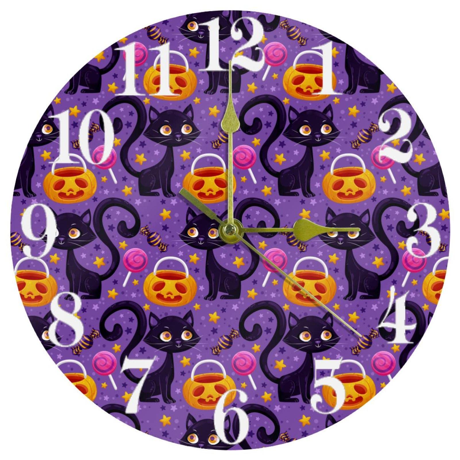 Horloge murale chat cuisine et salon décorative avec grands chiffres lisibles
