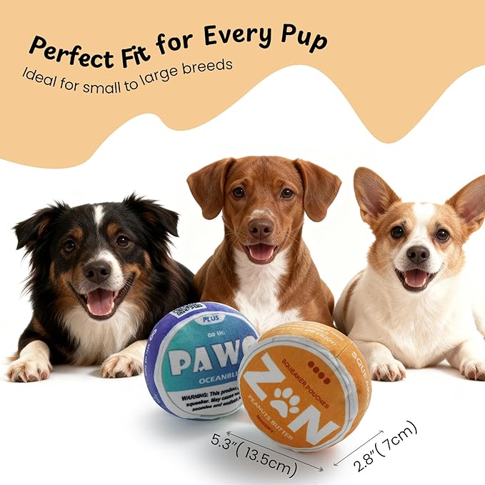 Juguete para Perro Nocciola PAWO Squeaker y Crinkle, Azul miniatura 6