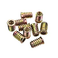 Vista 20 de MroMax 20 piezas de insertos de tuerca para muebles M6x10mm, acero al carbono, zincado, hexagonal interno, tornillo con brida, insertos de madera