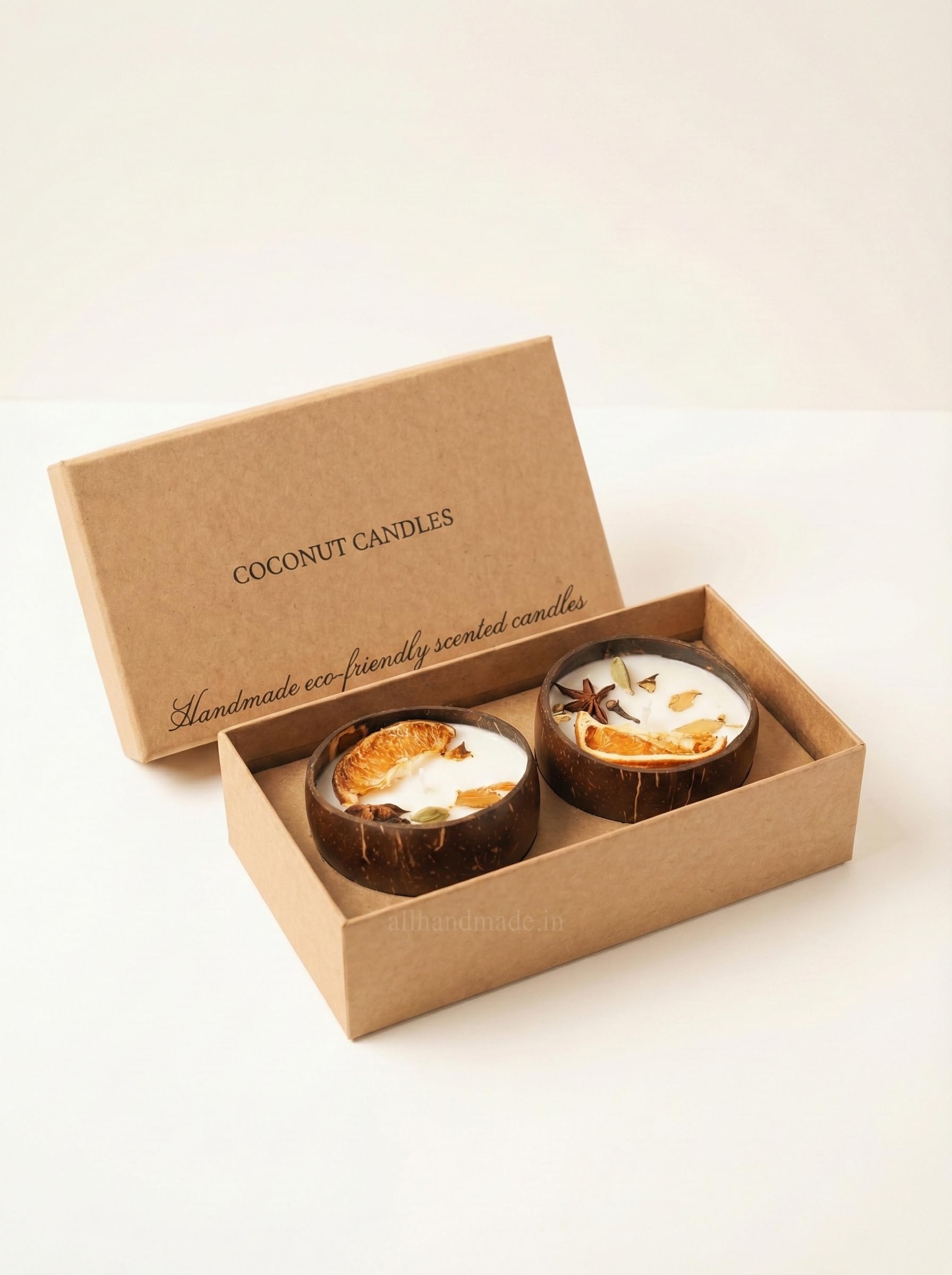 Coconut Shell Scented Candle Gift Set – Eco Friendly Sustainable Diwali Gift Box | ESG Corporate Gifts | Premium Green Soy Wax Candles for Clients, Employees & Festive Gifting