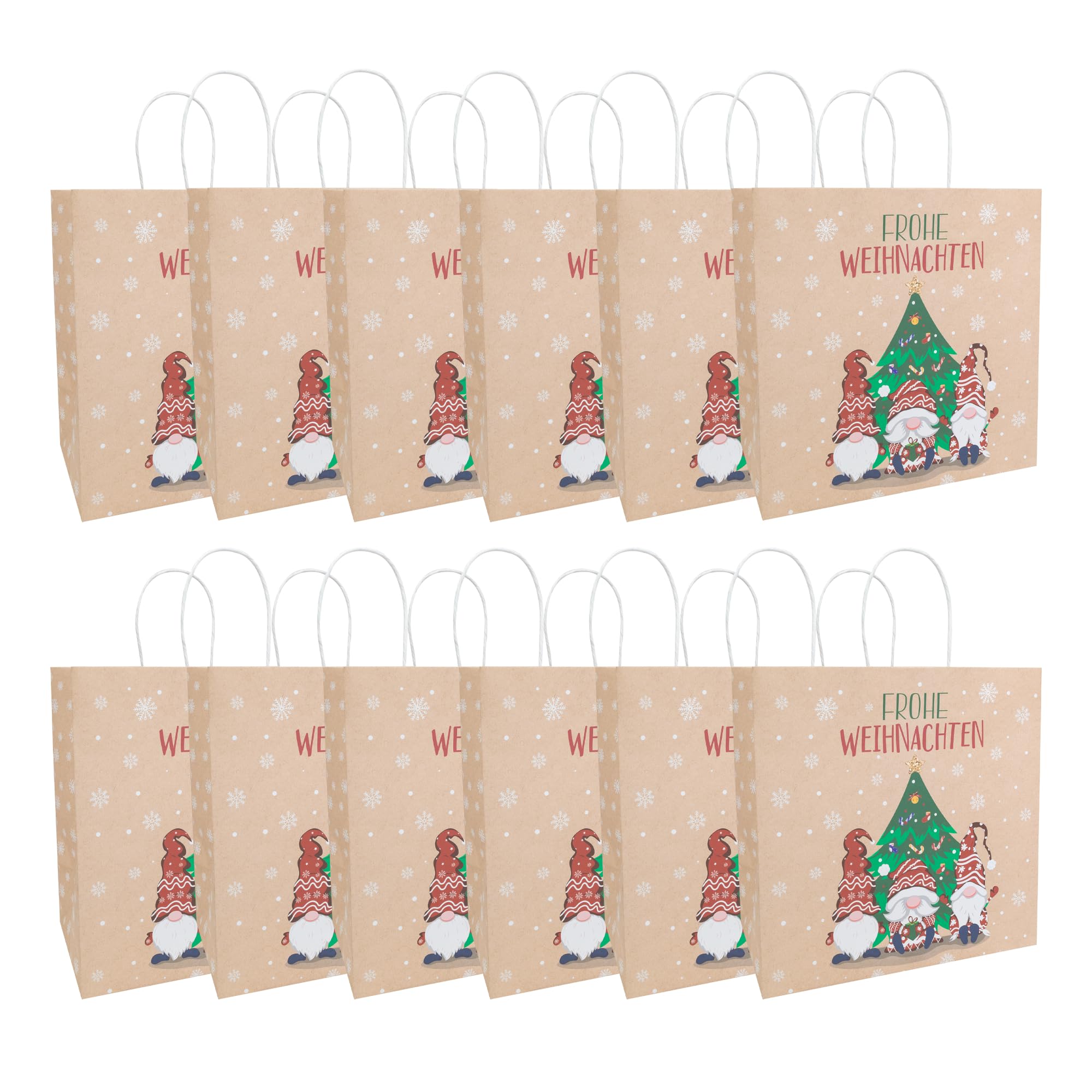 Idena 30512-12 Gift Bags Merry Christmas, Pack of 12, Gift Bags in the Size 28 x 28 x 15 cm, Paper Bags Christmas