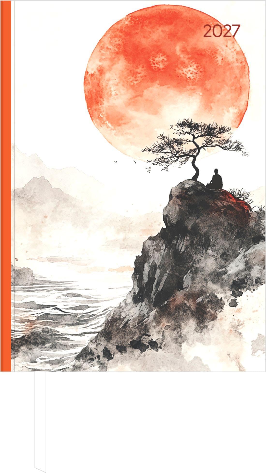 Buchkalender Style Zen 2027: Taschenkalender A5 (14,5x21 cm) - Tagesplaner mit Zeiteinteilung, Leseband, Notizbereich & Monatsübersicht, für Beruf, Schule & Alltag