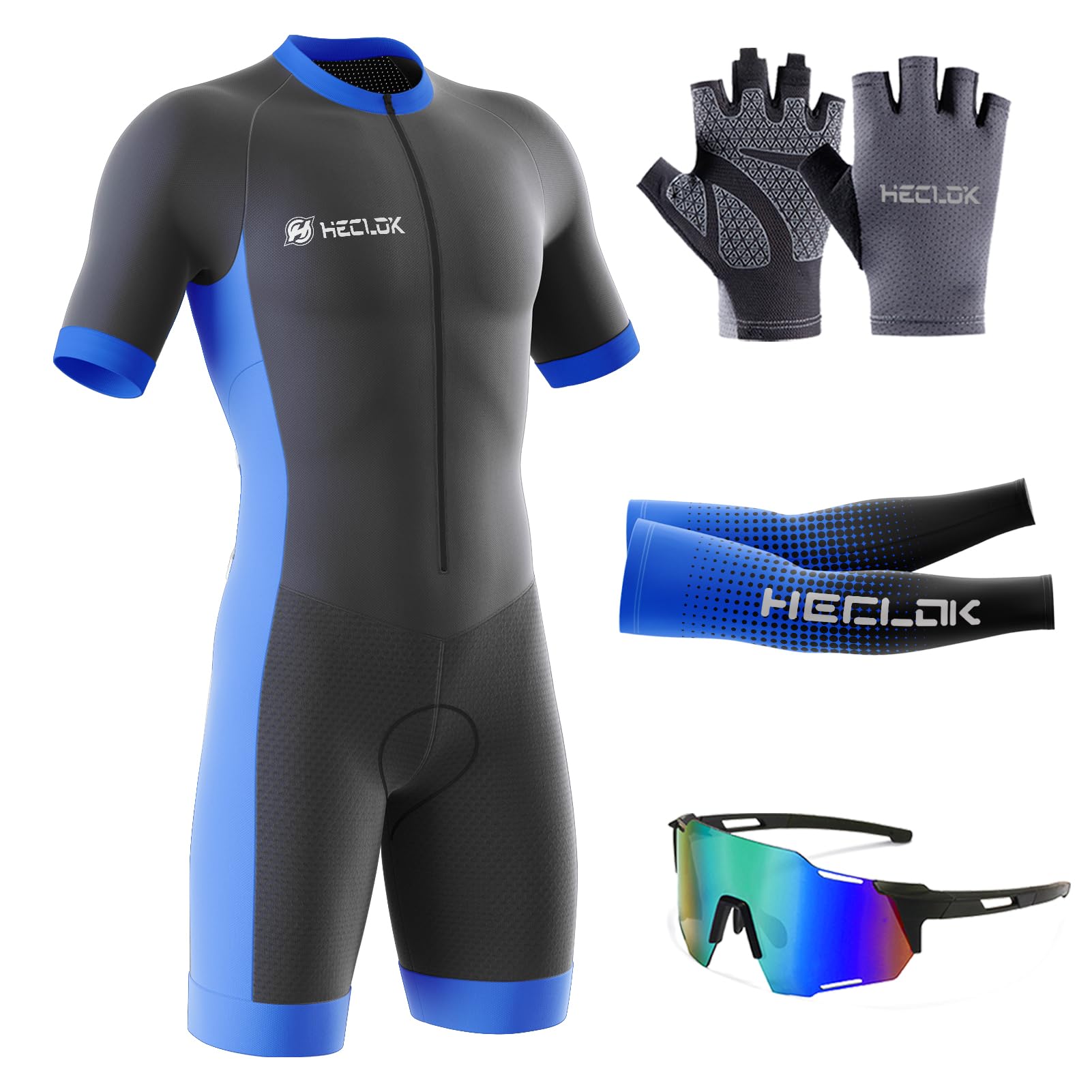 Summer Cycling Skinsuit Triatlón for Hombres,2024 Nuevo Pro Manga Corta Traje de Ciclismo, Racing Tri Suit de Acolchado de Gel, MTB Mono para Correr, Andar en Bicicleta, Nadar