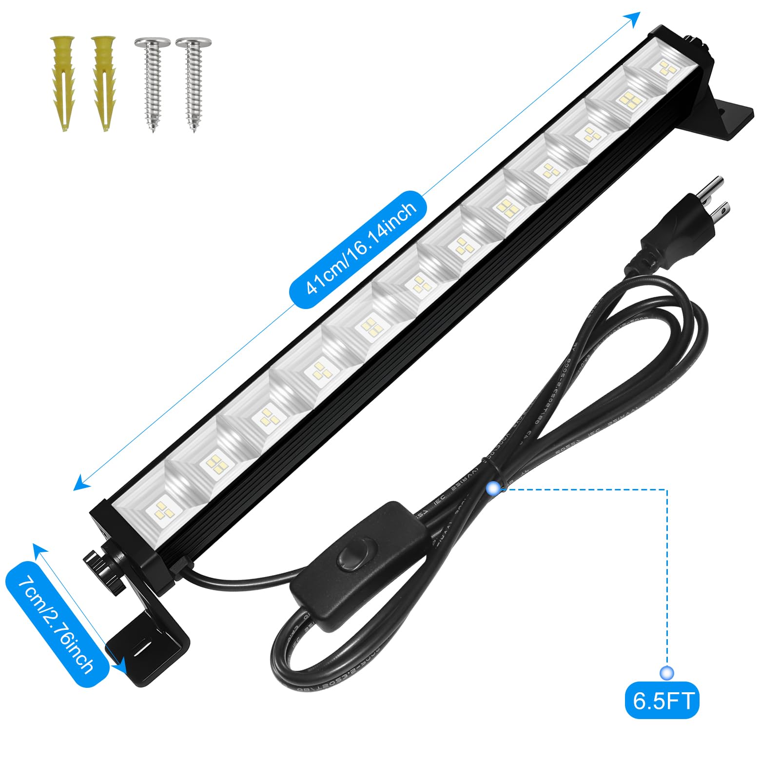 2 Pack 40W LED Shop Lights 6000K 4800LM Daylight White Garage Light with 6 5FT Power Cord Switch — view 7