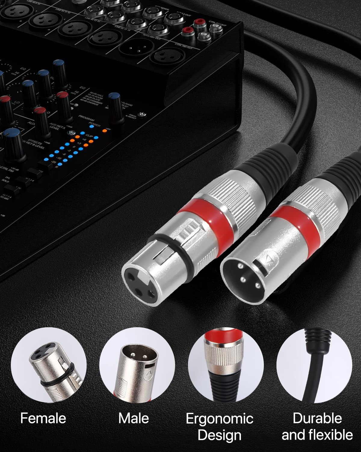 PERMUST 2 Pack XLR Kabel 10M Symmetrisches Mikrofonkabel, XLR-Stecker auf Buchse, Verlängerungskabel für Studio-Recorder, Mikrofon, Mixer, Lautsprechersystem,