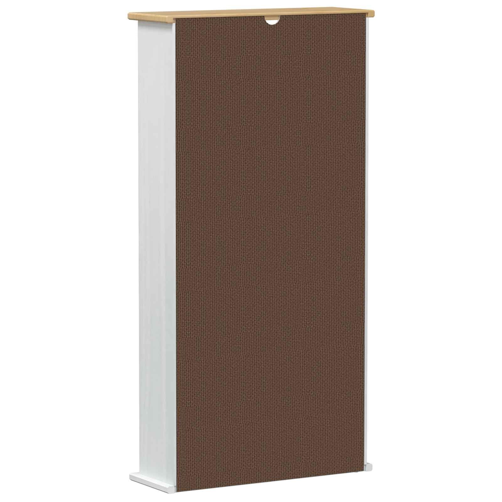 Scaffale per CD, bianco, 52 x 17,5 x 103 cm, in legno di pino massiccio, con 5 scomparti e 1 cassetto, armadietto rustico per CD per soggiorno e home office, sottile
