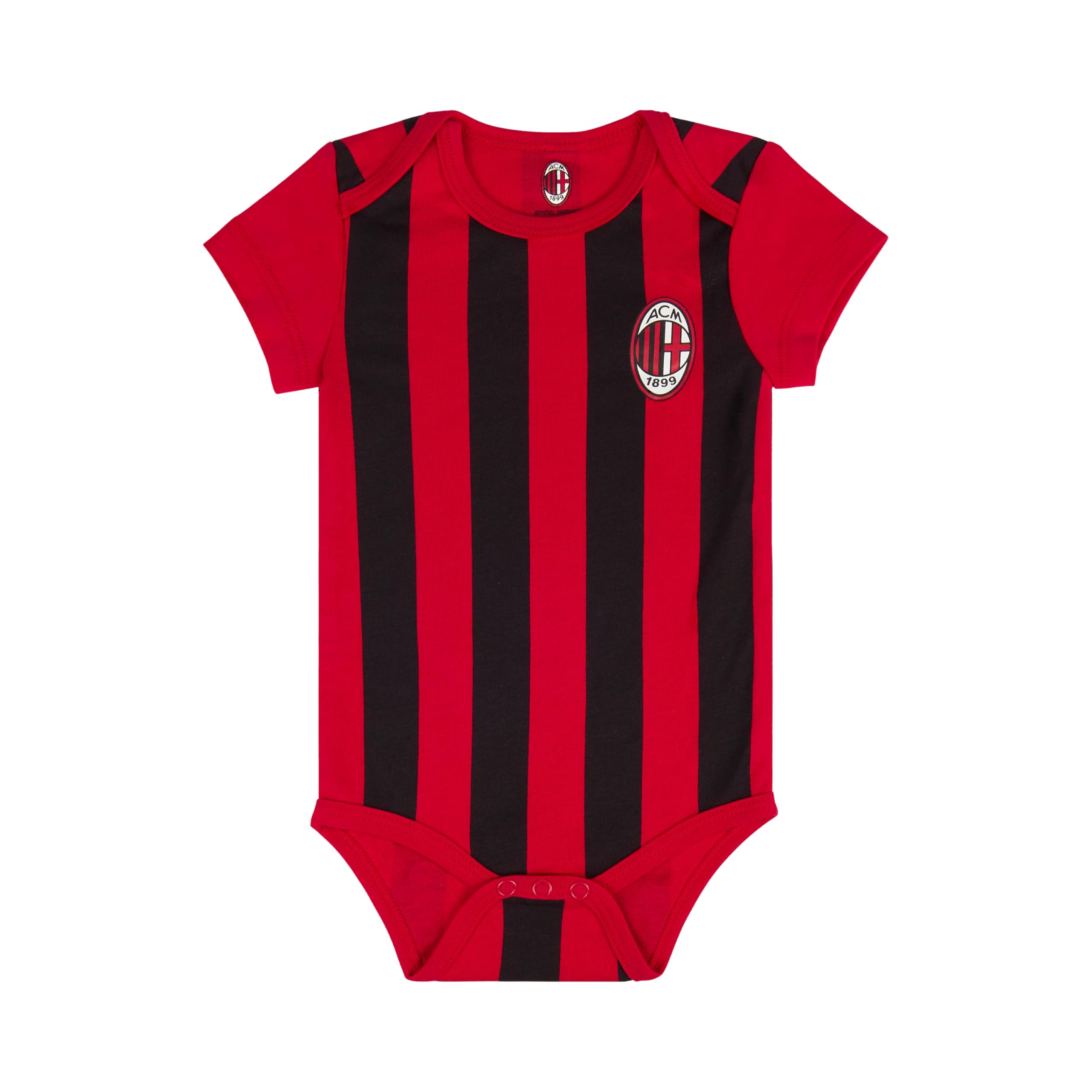 A.C. Milan - Scatola Regalo 4 Pezzi, Body Manica Corta, Calzini, Cuffietta e Bavaglino, Prodotto Ufficiale