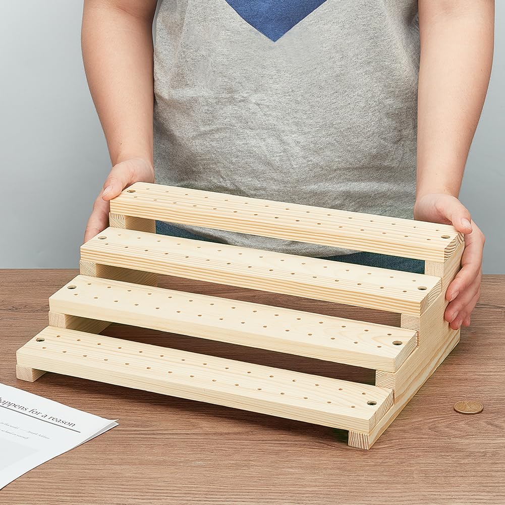 PH PandaHall Porta Spiedini di Frutta in Legno Espositore per Spiedini a 120 Foro Tabellone per Buffet a 4 Livelli Espositori a Più Livelli per Buffet Banchetti Cocktail Party Natale