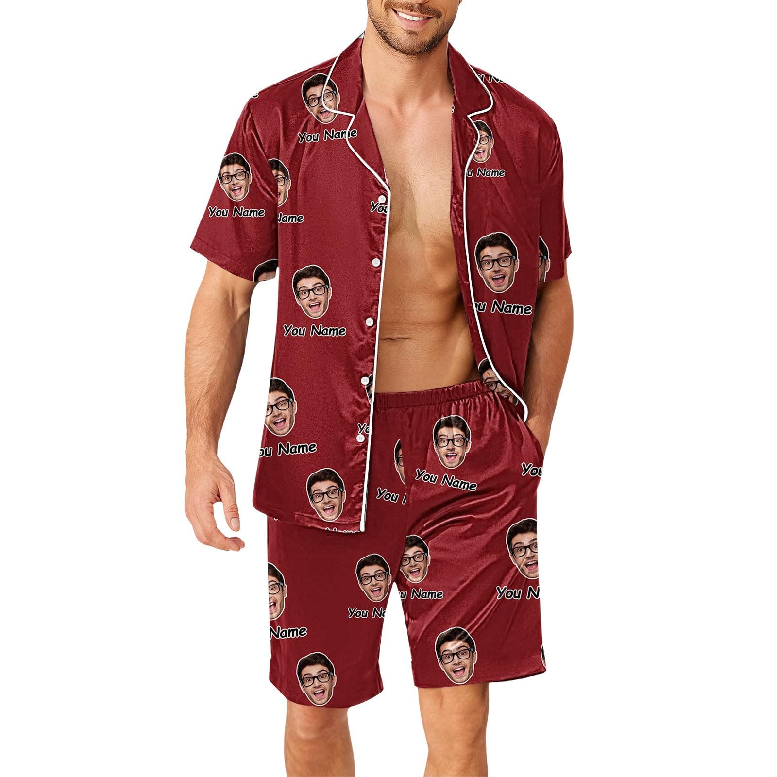 Generisch Conjunto de pijama de invierno pantalones divertidos para hombres y mujeres parejas a juego unisex nombres personalizados albornoz corto