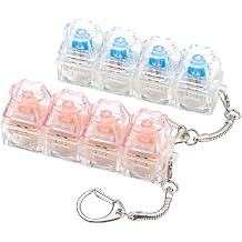 2 Pcs Keyboard Fidget Toy, Silent & Clicky Fidget Clicker Keychain, Cute Cat Paw Stress Relief Fidget Toys for Adults, Boost Focus & Calm Anxiety at Work, Study Pink, White
