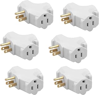 SureSave Plug Adapter and Outlet Splitter | Heavy Duty 3-Outlet Grounding Adapter 15-Amp Household Plug | 3-Prong Grounded Multi-Plug Extender, UL Listed (White 6 Pack)