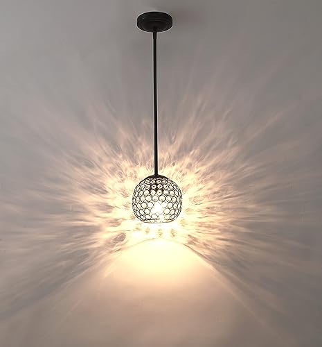 Miniatura 3 de Dolaimi House Paquete de 2 mini lámparas colgantes de 1 luz para interiores con pantalla de cristal poliédrico, montaje semiempotrado para