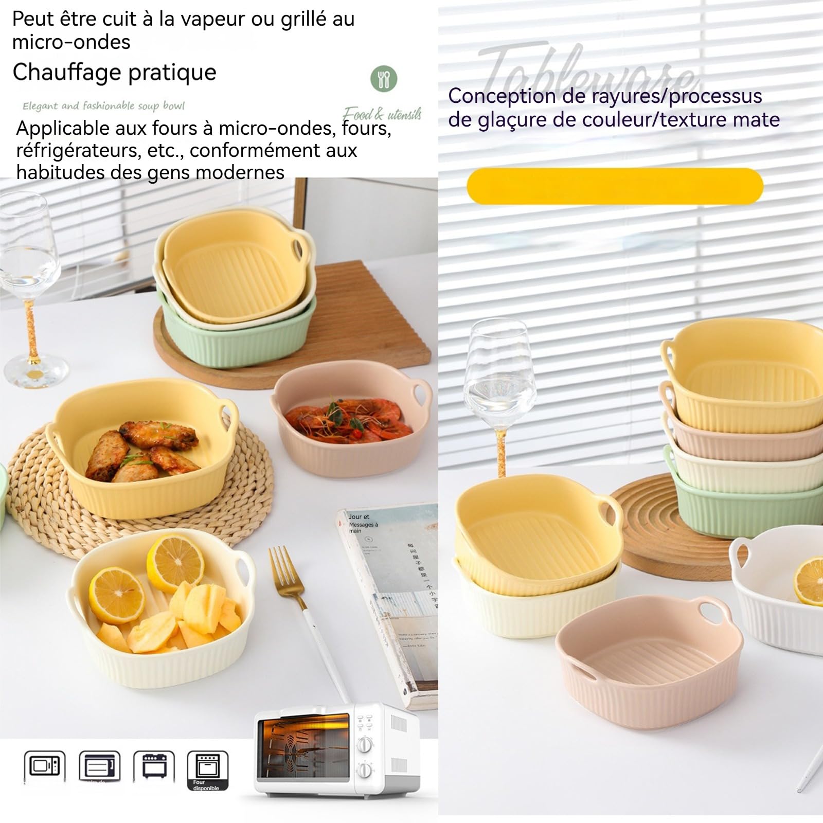 2pcs Plat à gratin en céramique Anti-Rayures Blanc pour friteuse à air Chaud | pour la préparation de lasagnes, Soupe, Tiramisu et Plus d'accessoires de friteuse,Plat a Tarte,Plat Tarte