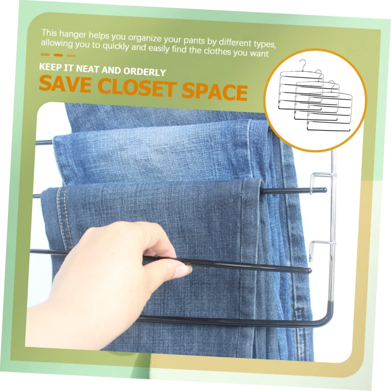 3pcs Metal Pants Hangers Space Saving Skirt Jeans Storage for Closet Organization Non Slip Clips for Easy Access to Clothing