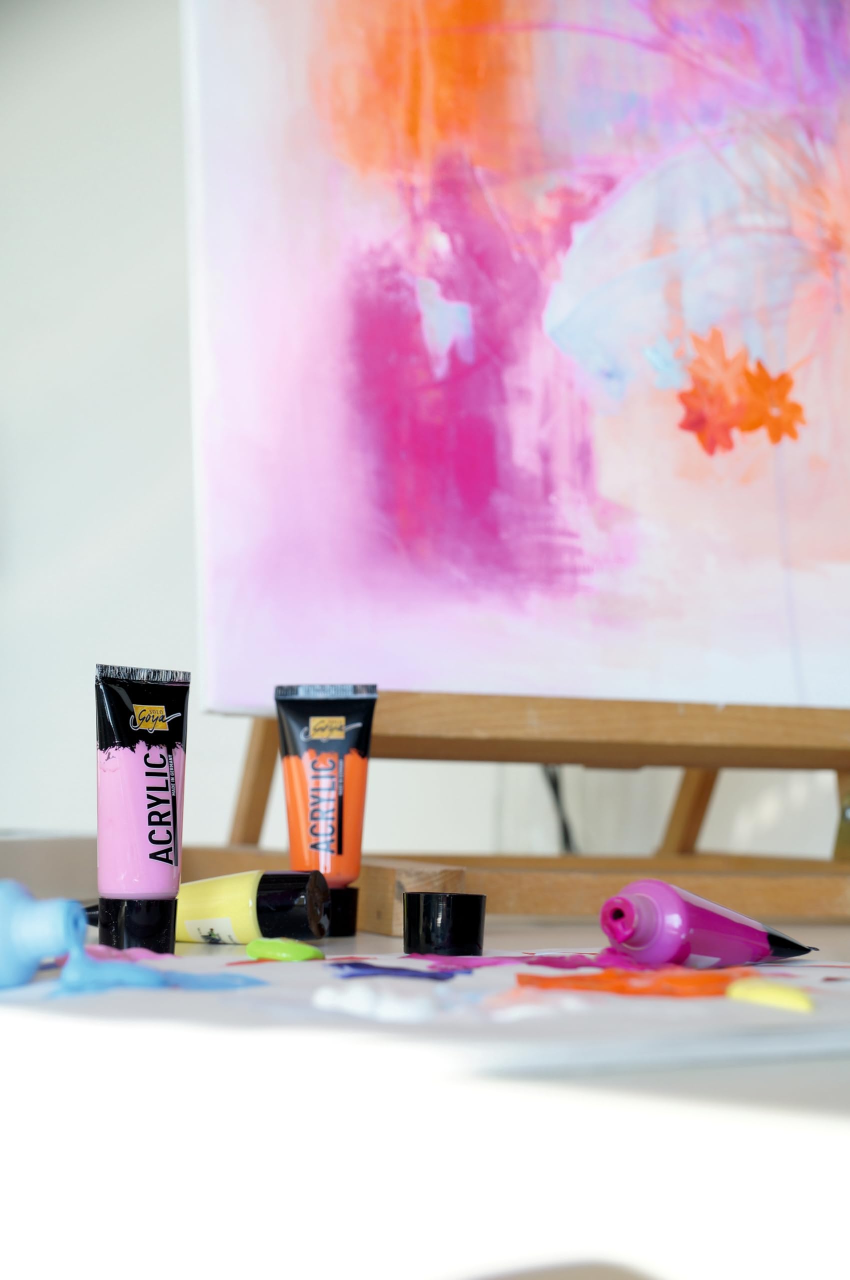 KREUL 35604-84173 - Solo Goya Acrylic Set avec 32 Couleurs en Tubes de 20 ML y Compris 100 ML en Blanc, Peinture Acrylique crémeuse de qualité étude, à Base d'eau, séchage Mat, résistant à l'eau