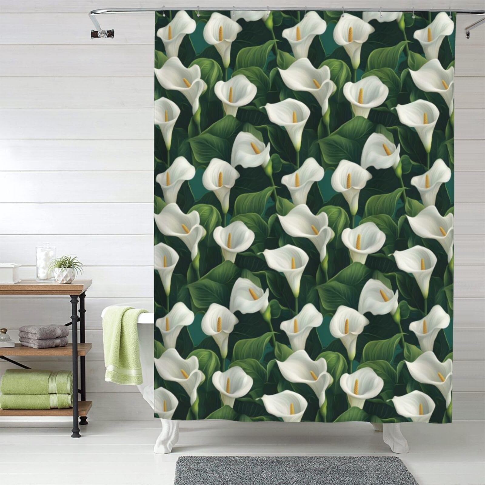 Rideau de douche en tissu opaque anti-éclaboussures motif callily 152x183 cm