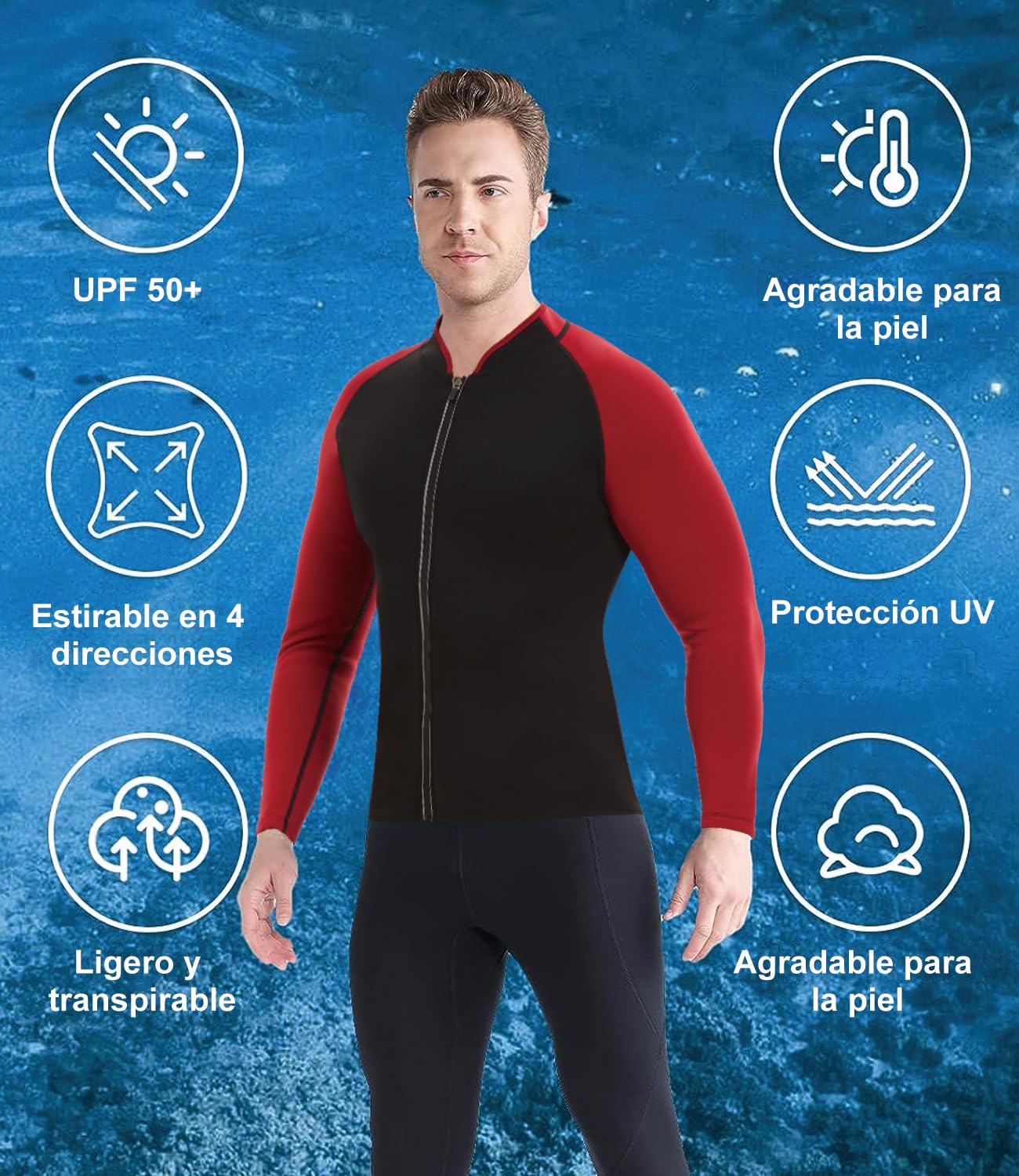 Neopren Shirt 2mm Langarm - Top Für Tauchen, Surfen & Wassersport