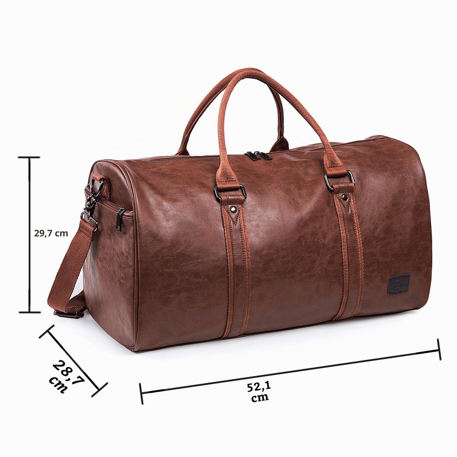Weekender - Bolsa de Viaje de Gran tamaño con Bolsa para Zapatos, Bolsa de Mano de Cuero