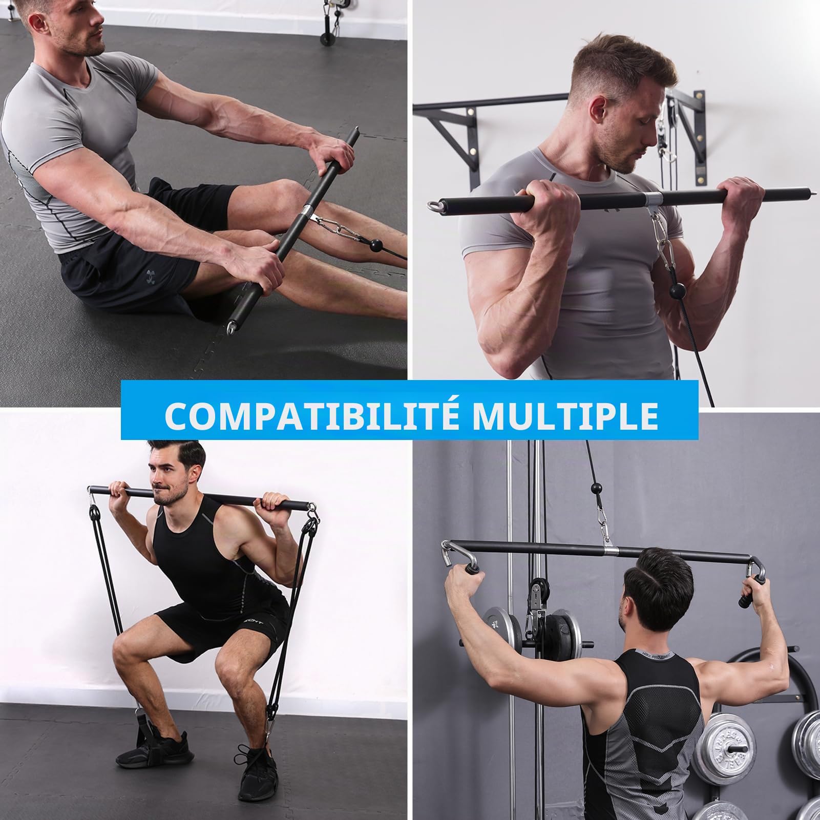 Barre de traction pour biceps - Barre de traction musculaire pour la maison, le bodybuilding, le crossfit, la musculation, le fitness, la gym, le sport