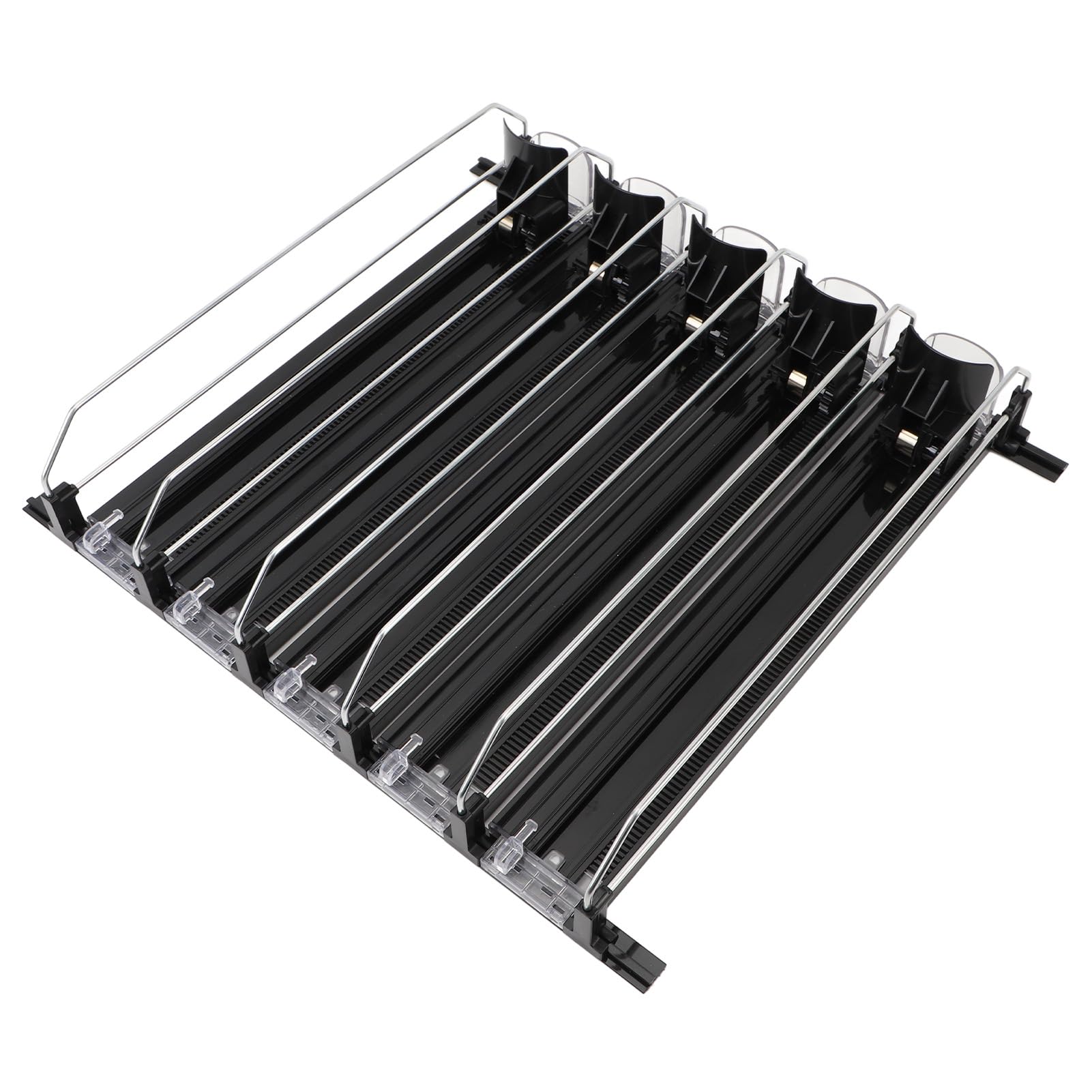 Srliya Organizador de Bebidas para Nevera Dispensador de Bebidas Autoempujante Eficiente para Nevera Acceso Rápido para la Cocina del Hogar Hecho de ABS 5 Piezas (Negra)