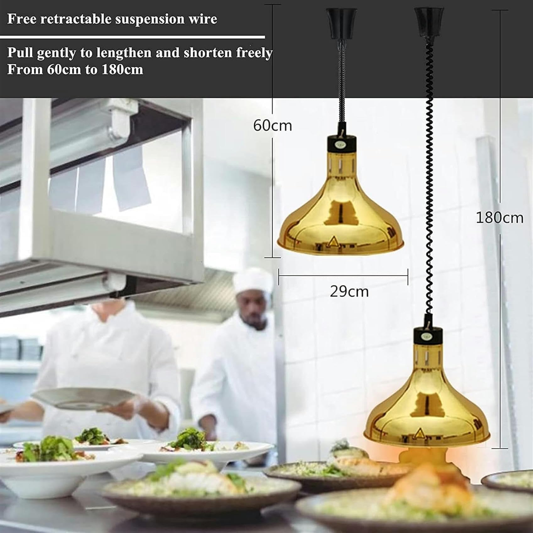 Lampada di Calore Alimentare Riscaldatore Alimentare, 290 Mm Lampada da Riscaldatore Alimentare Lampada con Lampada Lampada Lampada