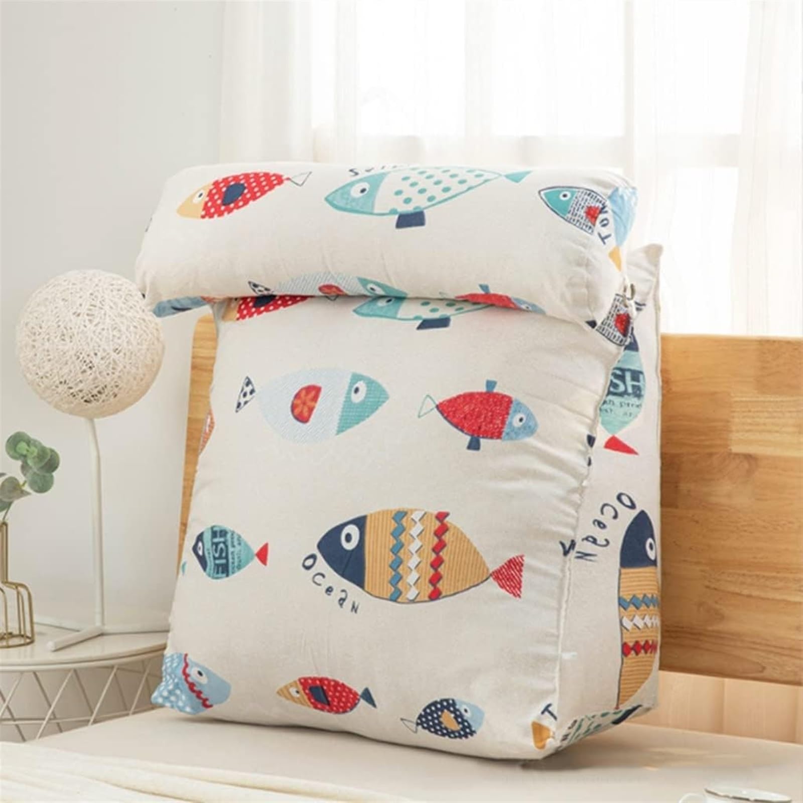 ZXGRfdefa reading pillow, with Pocket, On Bed Reading Watching TV Triangle Back Cushion Pillow Soft Backrest(F,60cm)