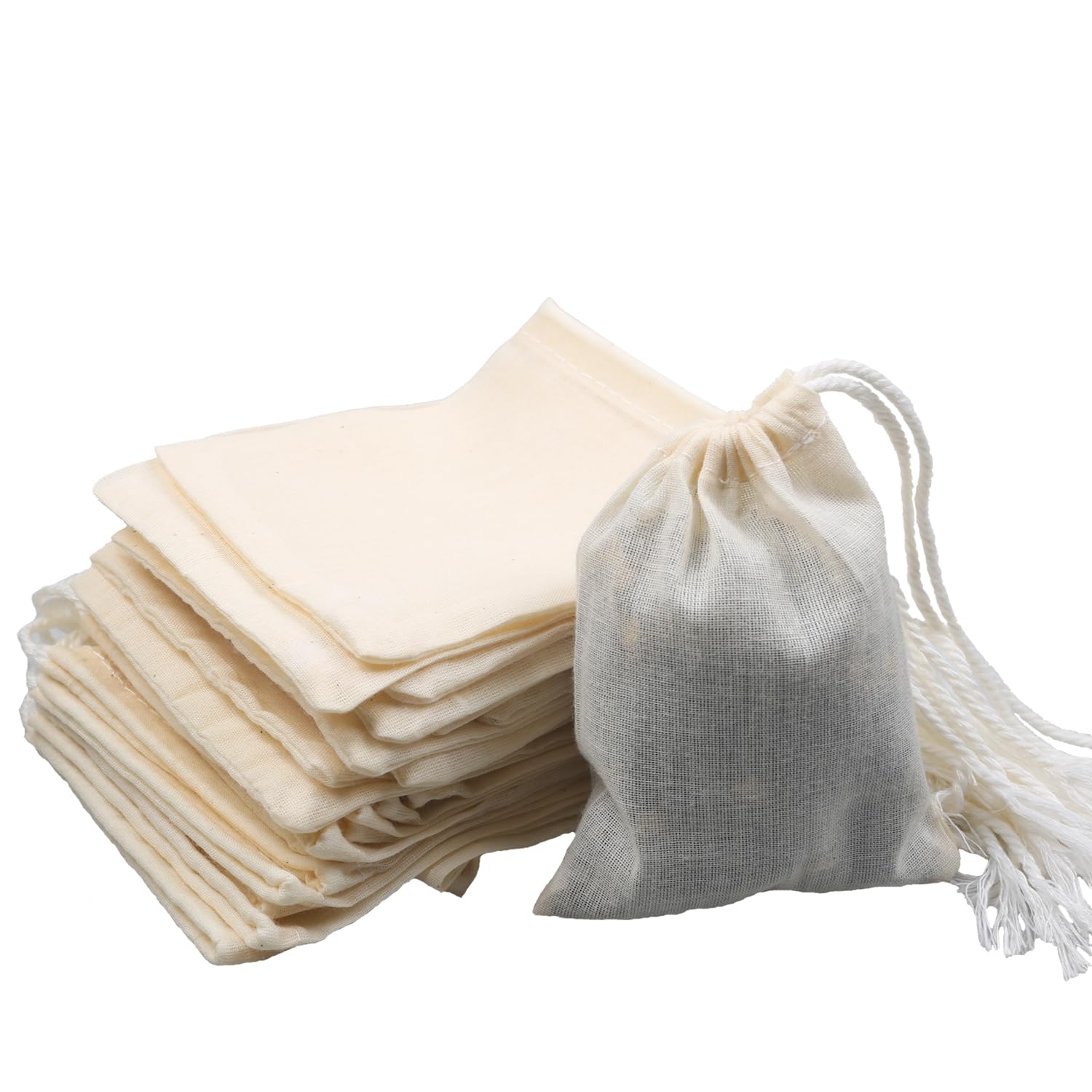 Belle Vous 10 Sacchetti Di Cotone Mussola Con Coulisse - Riutilizzabili, Biodegradabili, Ecologici Per Alimenti E Regali