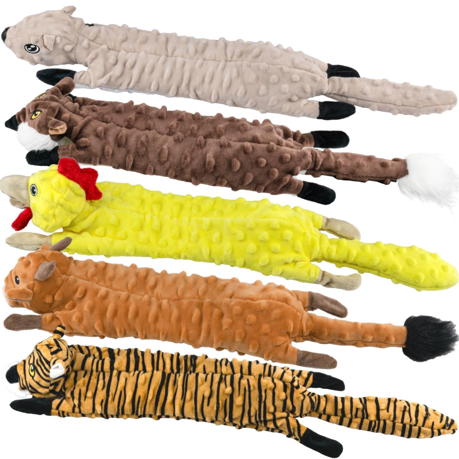 SHARLOVY Hunde-Quietschspielzeug, 5er-Pack, Bubble-Plüsch-Hundespielzeug für zahnende Welpen, Knister-Hundespielzeug ohne Füllung, Kauspielzeug für große, kleine und mittlere Hunderassen