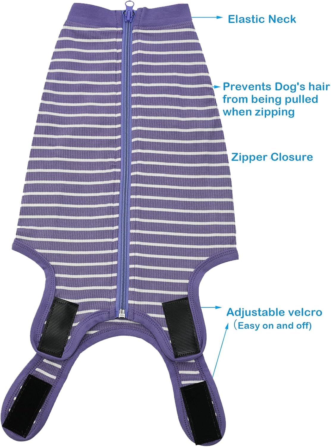 dog surgery recovery suit - after spay, abdominal wounds post surgical recovery, anti licking breathable dog onesies for small, medium & large pet, alternative bandages cone e-collar xl(back18- 20" chest 23- 25" weight 37- 57 lb) purplewhite