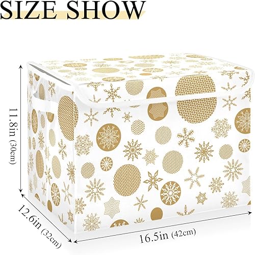 Miniatura 2 de Contenedores de almacenamiento de copos de nieve dorados navideños con tapas, apilables, organización de armario, almacenamiento de plástico para
