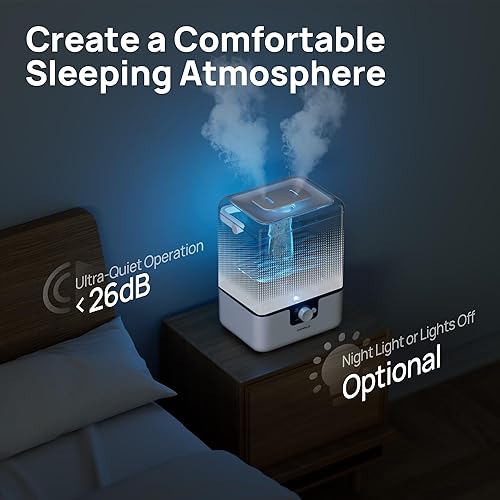 Miniatura 3 de CHIVALZ Humidificadores de 6L para dormitorio, habitación grande, hogar, humidificadores de llenado superior de niebla fría para guardería y