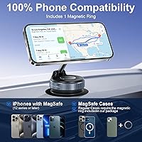 Vista 4 de Car Phone Holder, Magnetic Phone Holder for Car，360° Adjustable Magnetic Cell Phone Holder, Pocket Size Foldable, for Car/Gym/Mirror/Smooth Surface