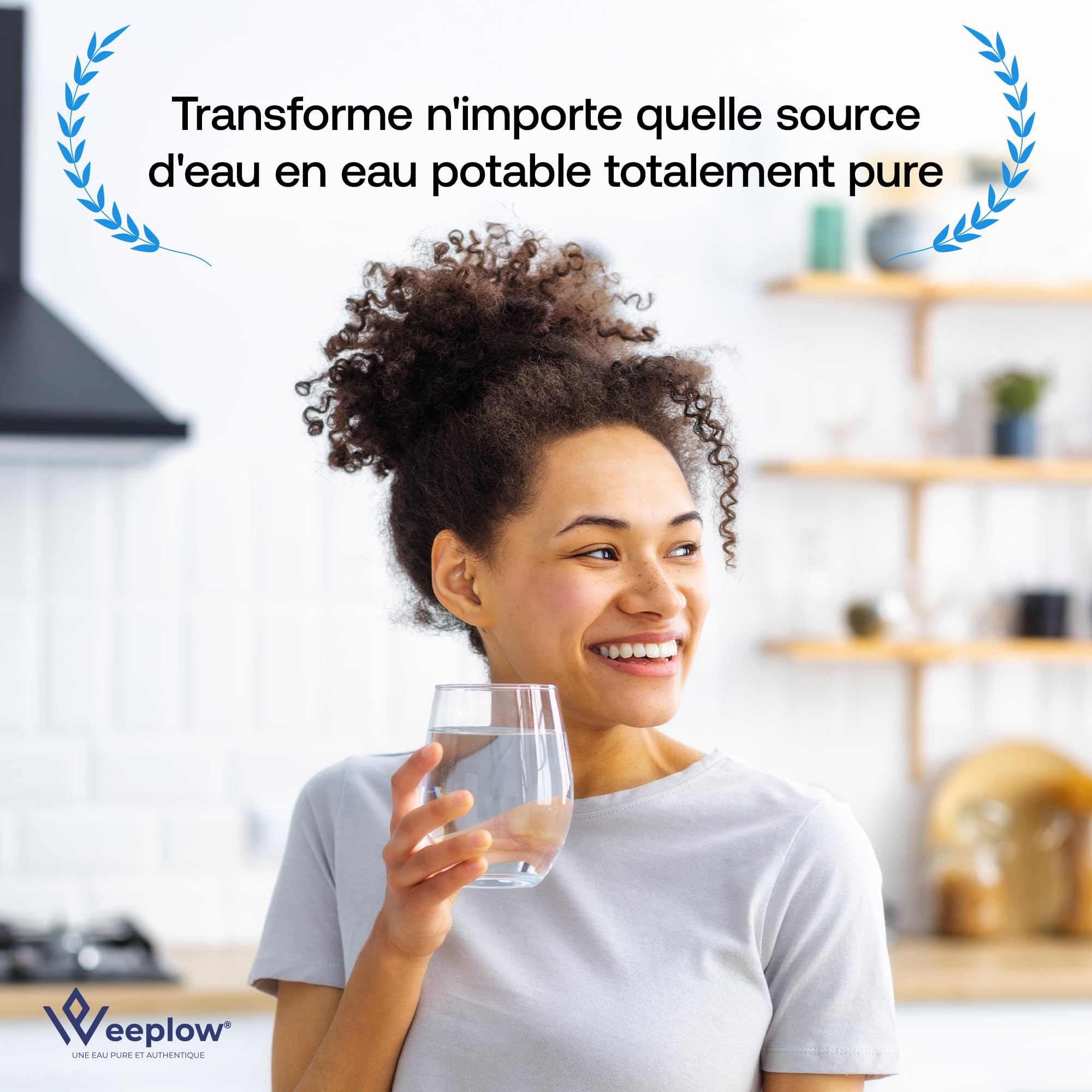 Weeplow® Earth - Système de Filtration d'Eau par Gravité 8,5 Litres AISI 304 avec 2 Eléments de Purification O'Pure 2, Robinet avec Niveau d'Eau et Support Inox Offert