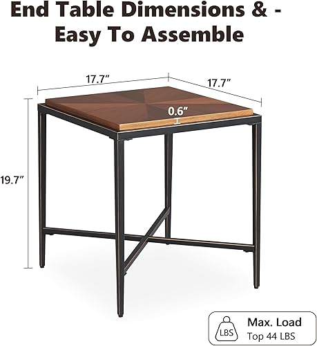 Miniatura 2 de EDYO LIVING Mesas auxiliares modernas de mediados de siglo, mesa auxiliar pequeña de madera de 1 nivel para sala de estar, oficina, color marrón