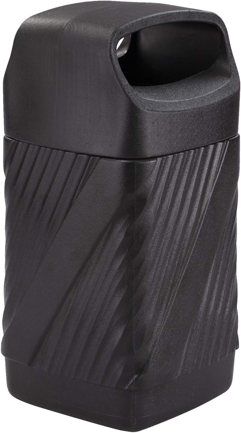 Safco Twist Trash Can, 32 Gallons, Indoor and Outdoor Use, Durable & Weather-Resistant Commercial Garbage Can, Black