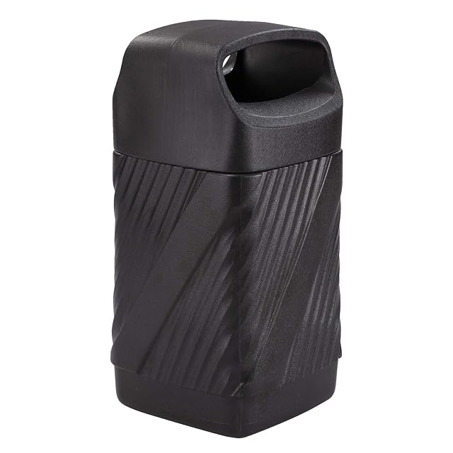Safco Twist Trash Can 32 Gallons Indoor and Outdoor Use Durable Weather-Resistant Commercial Garbage Can Black