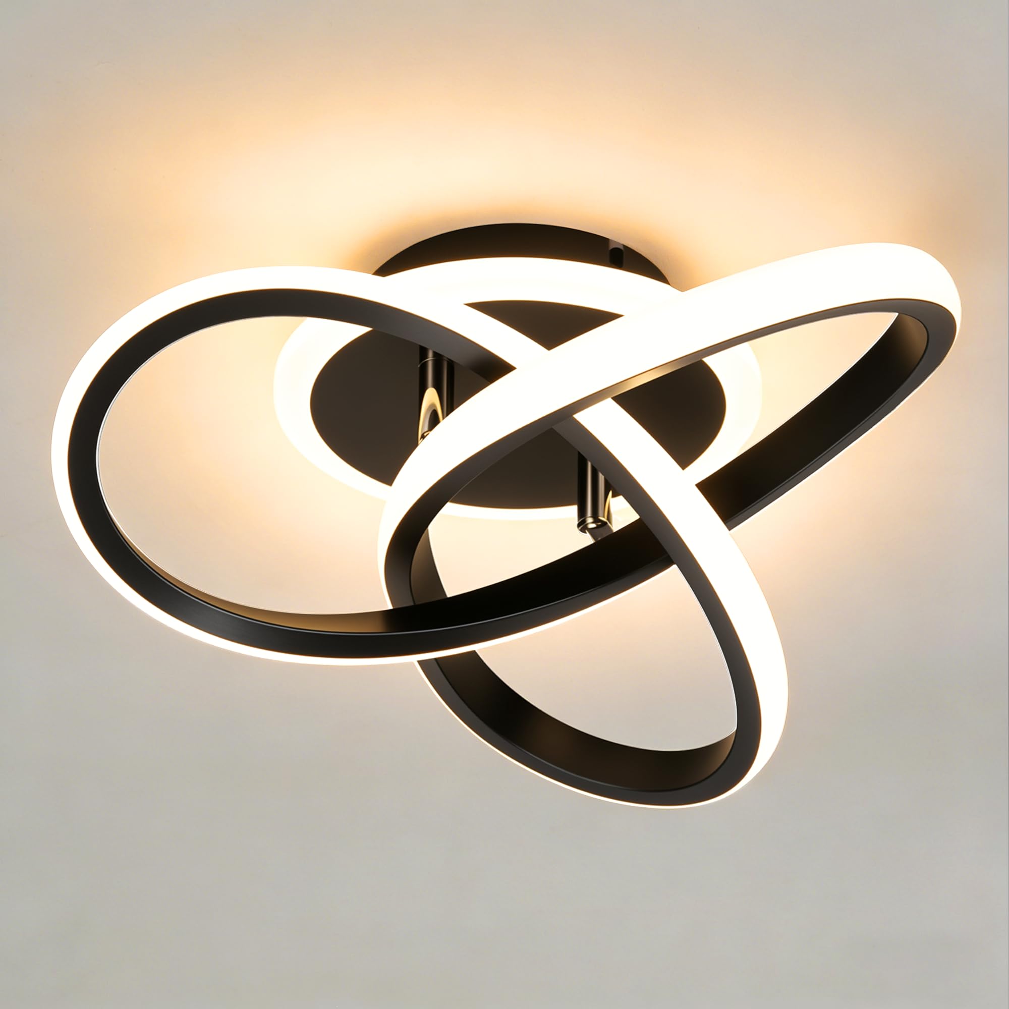 MELAYR LED Deckenleuchte Moderne 21W, 3000K/4500K/6500K Deckenlampe LED 2100lm CRI≥80, Ceiling Light für Wohnzimmer, Schlafzimmer, Büro, Küche und Flur mit Memory Funktion Schwarz