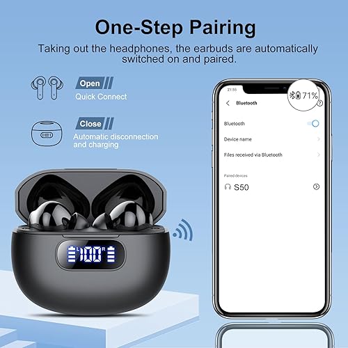 Miniatura 6 de Wireless Earbuds, Bluetooth 5.3 Headphones LED Power Display, 2025 New Wireless Earphones, 4 ENC Noise Cancelling Mic, HiFi Stereo, 48H Playtime