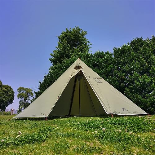 Vilemoon Tipi - Tienda de campaña caliente con conector ignífugo para tubos de combustión, 5  8 personas, tiendas de campaña tipo tipi decágono para