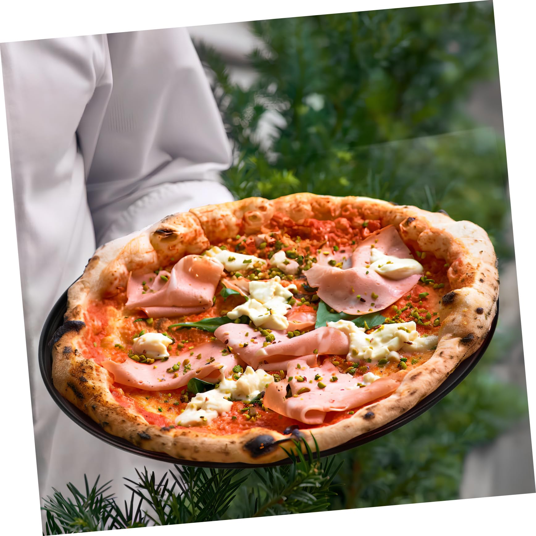 Plaque À Pizza Ronde Robuste En Acier Carbone Avec Trous De 32 Cm De Diamètre Plaque De Cuisson À Pizza Ronde Répartition Uniforme De La Chaleur Antiadhésive