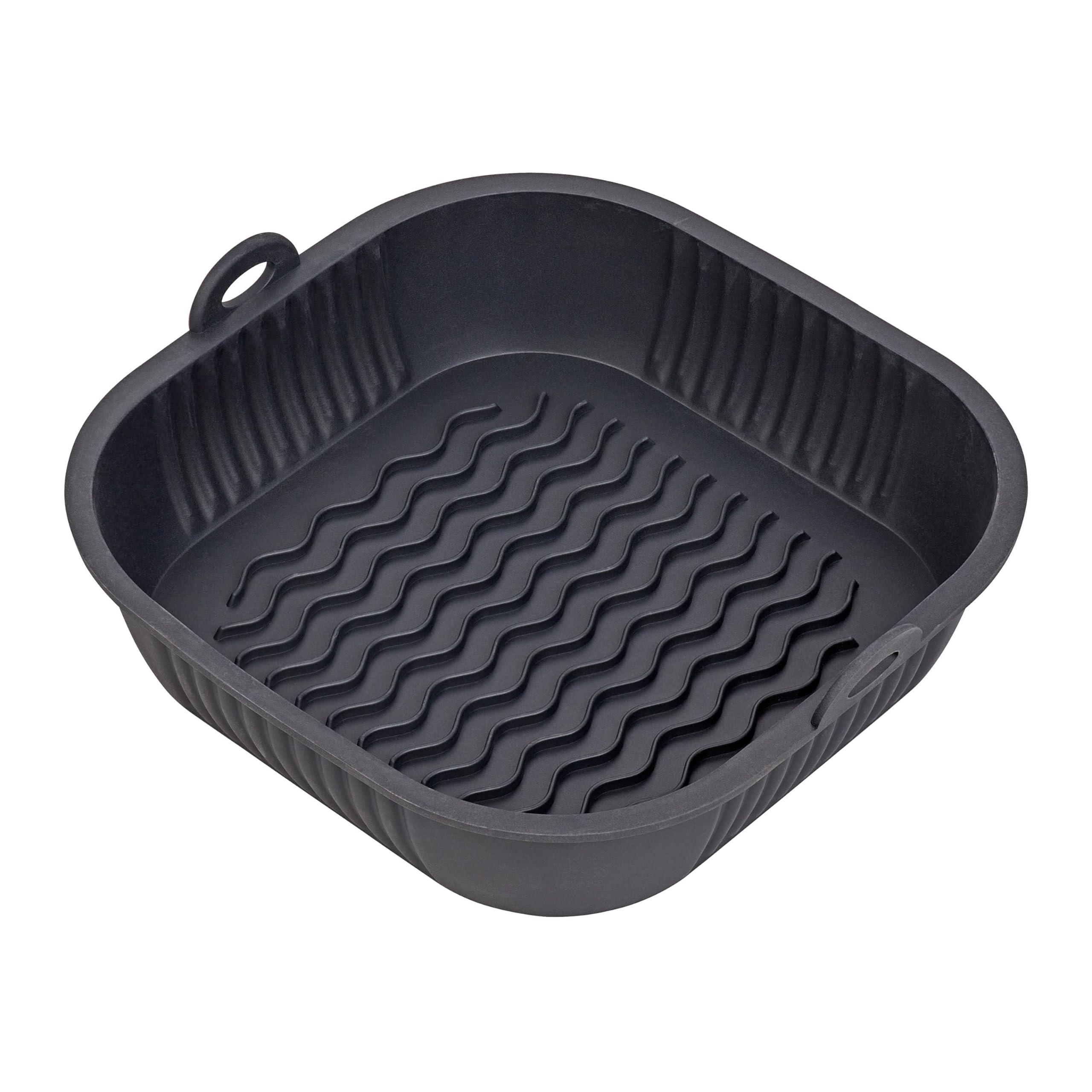 Tala Square Silicone Air Fryer Base Liners 21 x 21 x 5.5cm, Reusable & Flexible, Grooved Surface for Better Airflow, Easy to Clean, Dishwasher Safe, Oven Safe up to 230°C