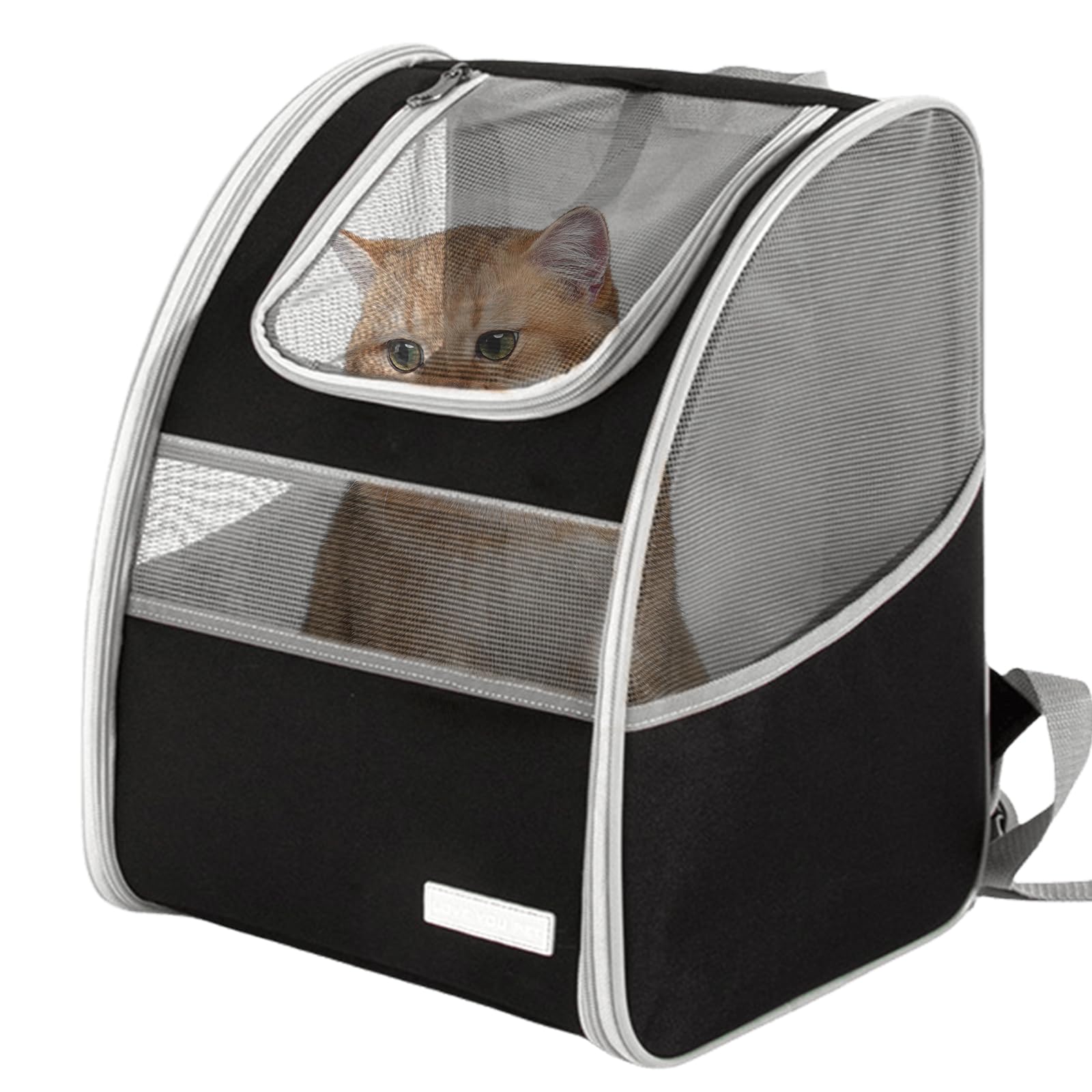 Mochila para gatos con ventana de red: mochila grande para gatos de hasta 8 kg, mochila para perros plegable para gatos, perros, bolsa para gatos con correa de seguridad interior y alfombrilla para