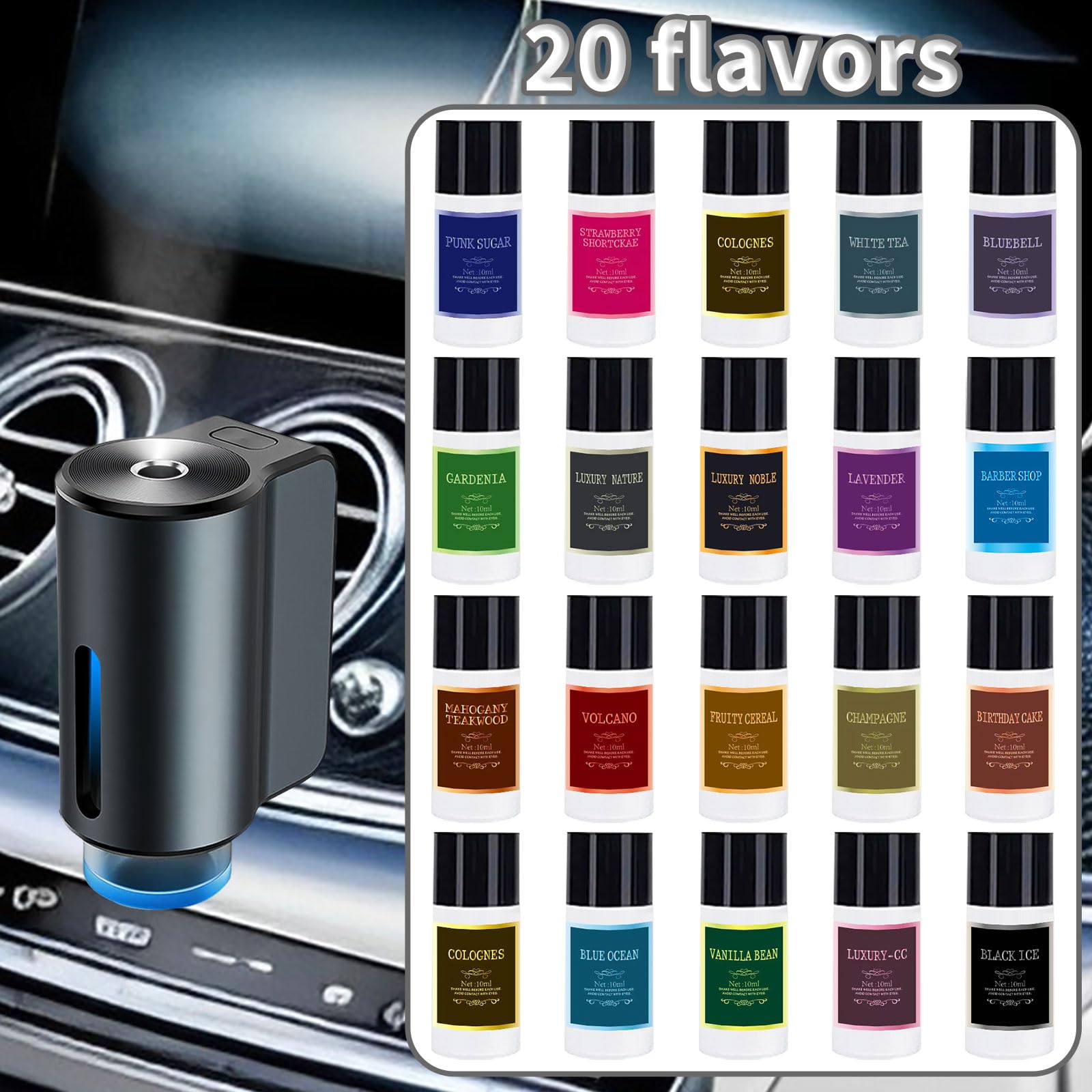 Recambio de ambientador de aire para coche, aceite de aromaterapia, 20 unidades, aceites esenciales, juego de fragancias mixtas para difusores de coche (no incluye difusor)